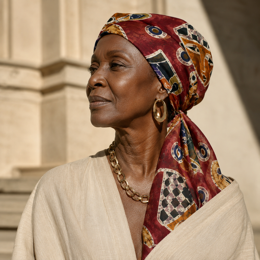 THE MUSE II — Figurative Face Print Bandana Scarf