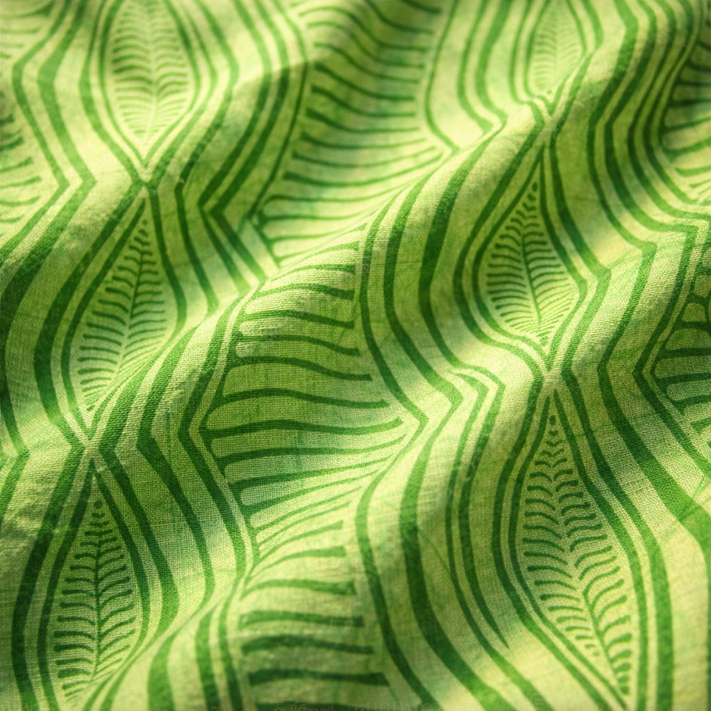 Eleko Lines Green Cotton  Fabric