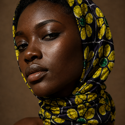 BLOOM GRID — Yellow Floral Grid Print Bandana Scarf