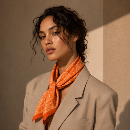 SOLAR DRIFT — Orange Watercolour Spiral Bandana Scarf