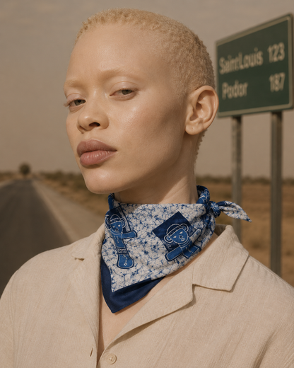 JADE SPIRIT — Green Mosaic Face Print Bandana Scarf