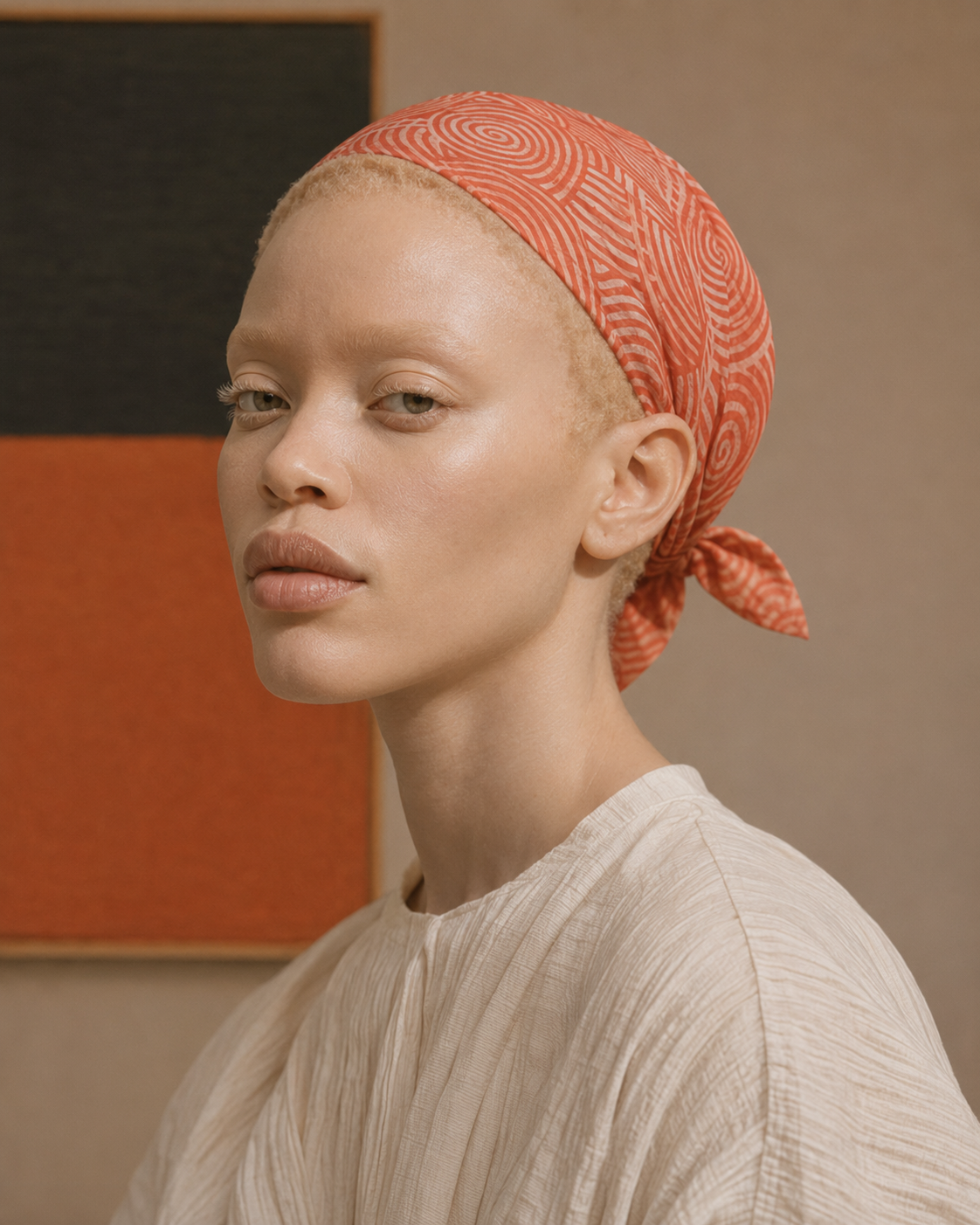 EMBER CIRCLE — Coral Spiral Print Bandana Scarf