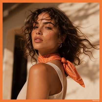 SOLAR DRIFT — Orange Watercolour Spiral Bandana Scarf