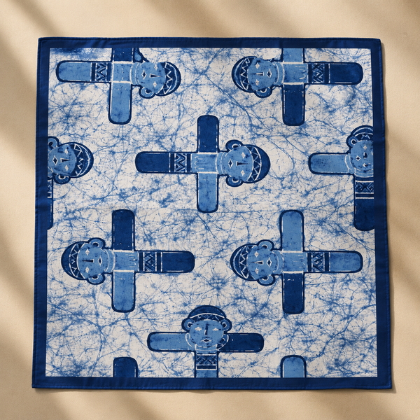 JADE SPIRIT — Green Mosaic Face Print Bandana Scarf