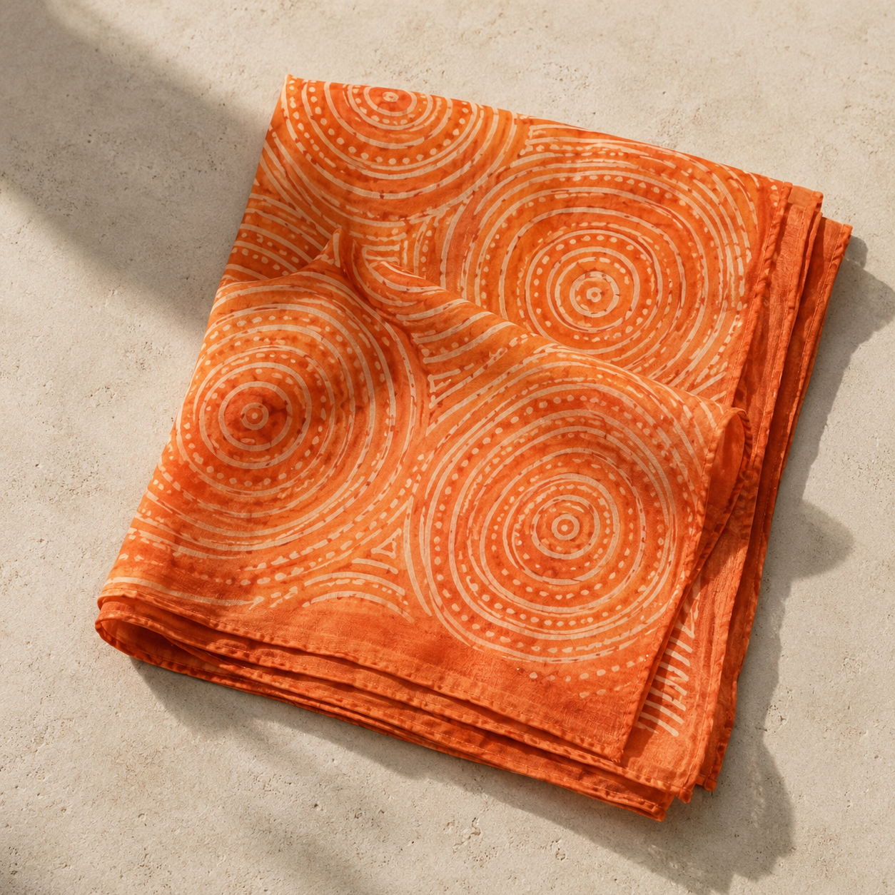 SOLAR DRIFT — Orange Watercolour Spiral Bandana Scarf