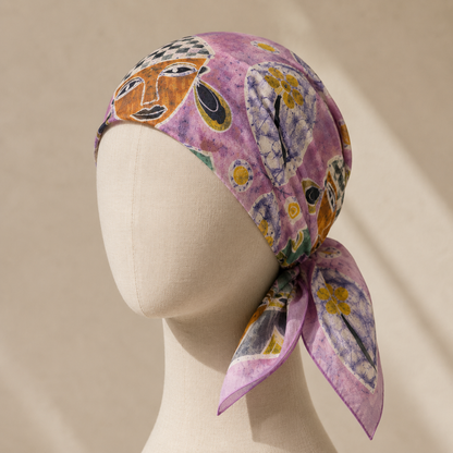 THE MUSE — Figurative Face Print Bandana Scarf