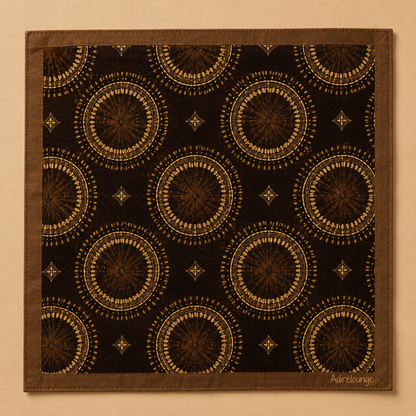 MIDNIGHT MEDALLION — Gold Circle Print Bandana Scarf