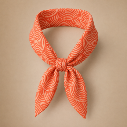 EMBER CIRCLE — Coral Spiral Print Bandana Scarf