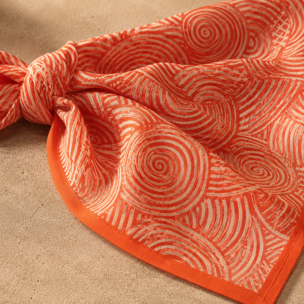 EMBER CIRCLE — Coral Spiral Print Bandana Scarf