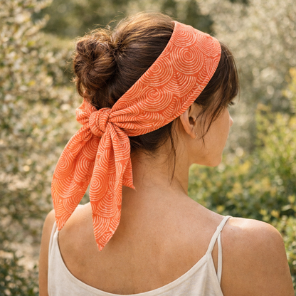 EMBER CIRCLE — Coral Spiral Print Bandana Scarf
