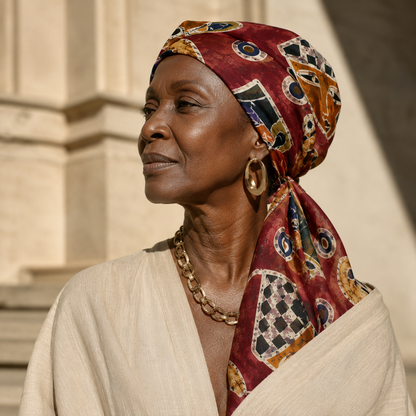 THE MUSE II — Figurative Face Print Bandana Scarf