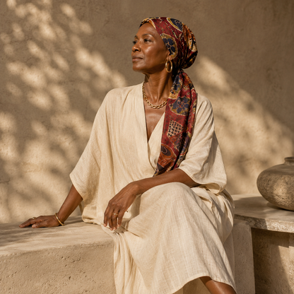 THE MUSE II — Figurative Face Print Bandana Scarf