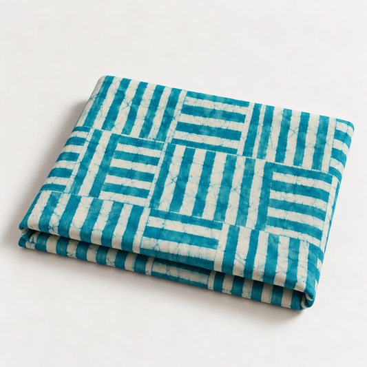 Shona Turquoise Striped Fabric
