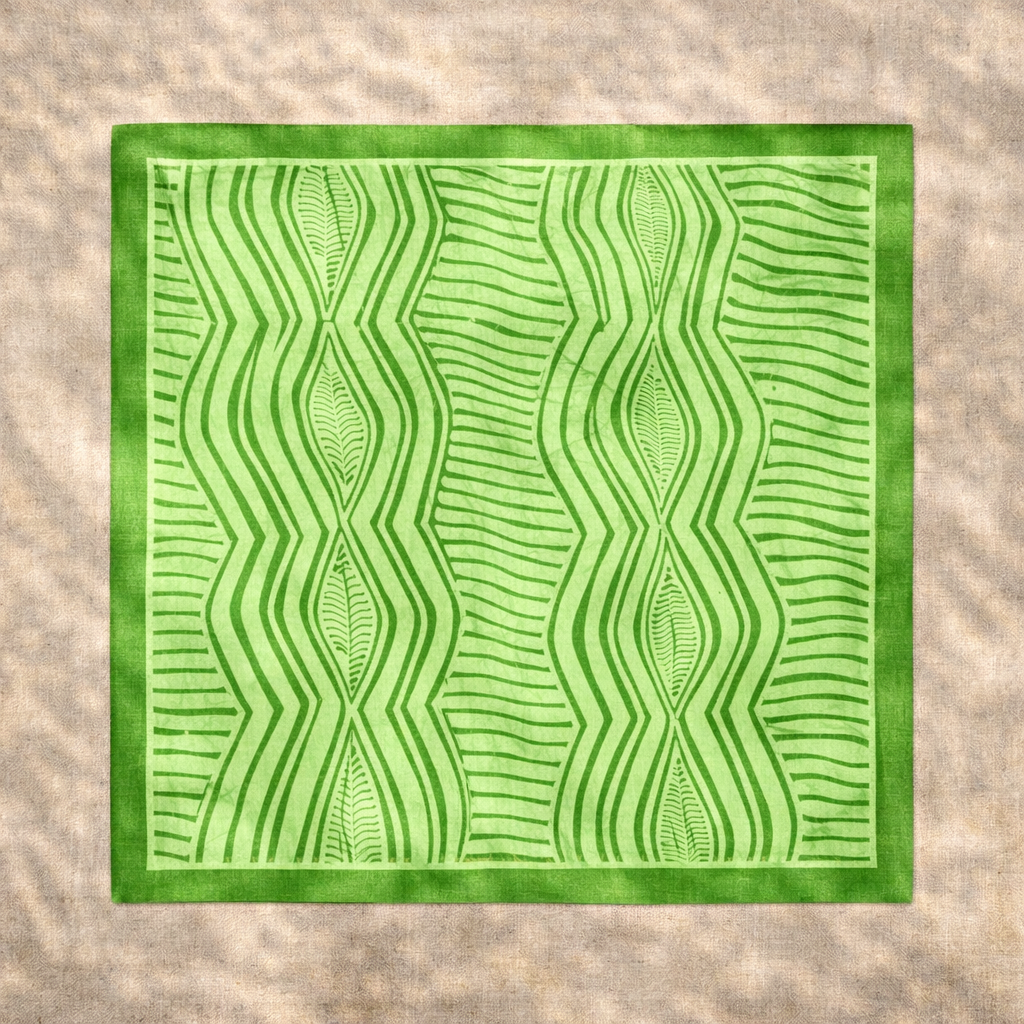Eleko Lines Green Cotton  Fabric