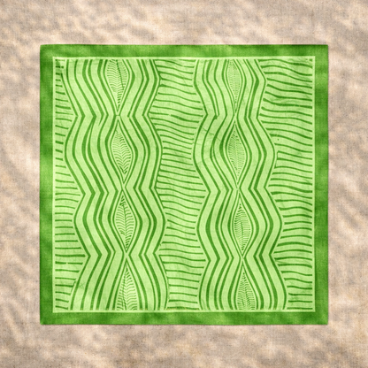 Eleko Lines Green Cotton  Fabric