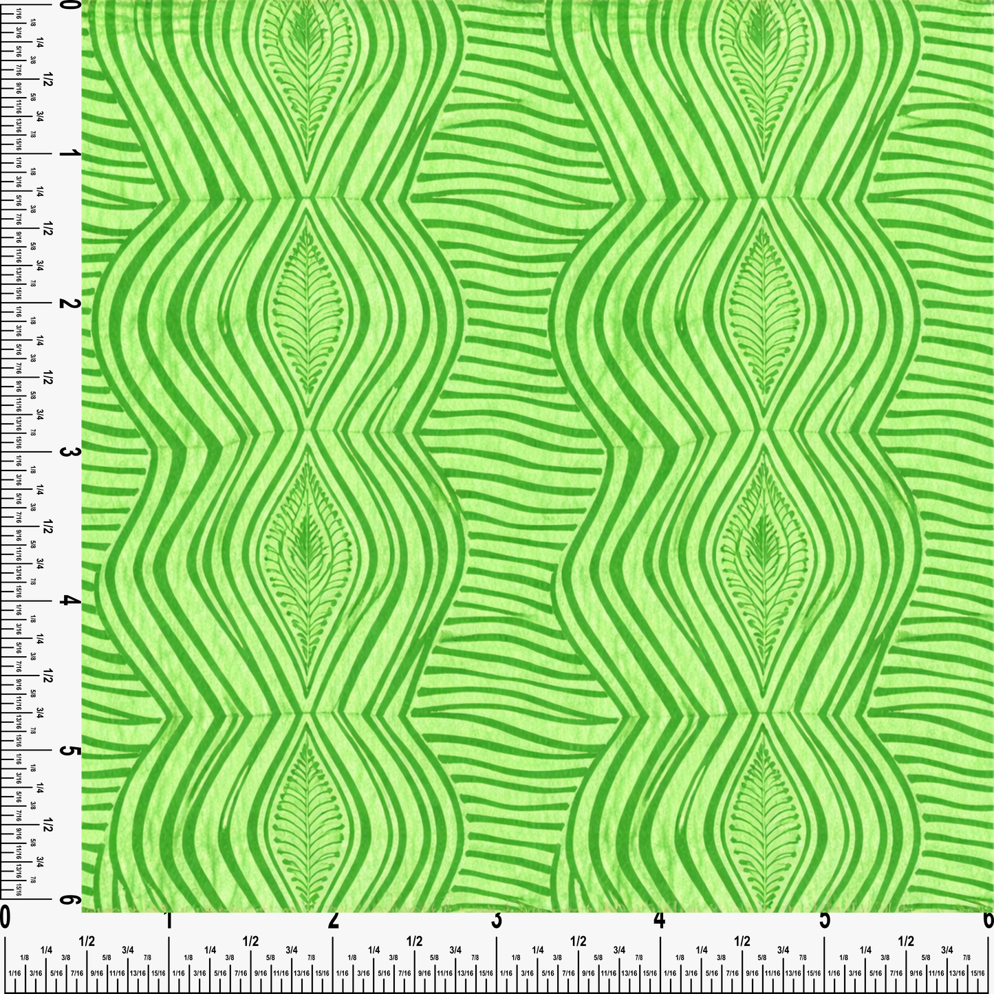 Eleko Lines Green Cotton  Fabric