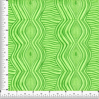 Eleko Lines Green Cotton  Fabric