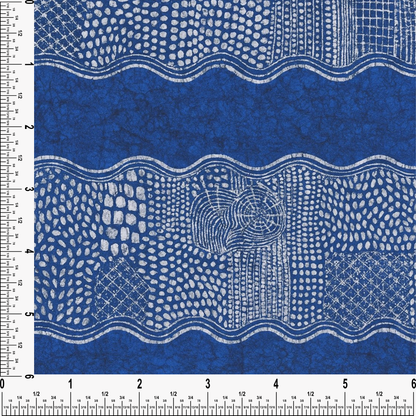 The Waiting Blue Cotton Fabric