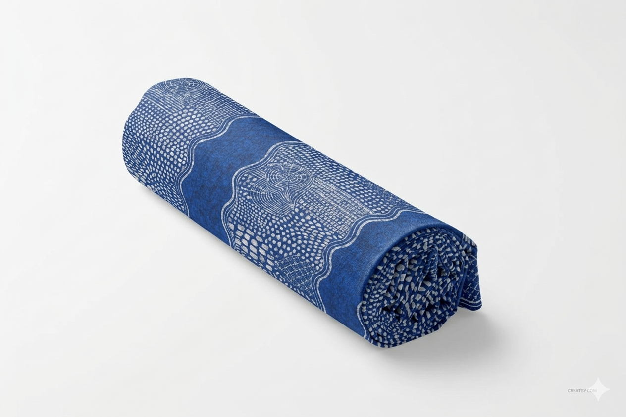 The Waiting Blue Cotton Fabric