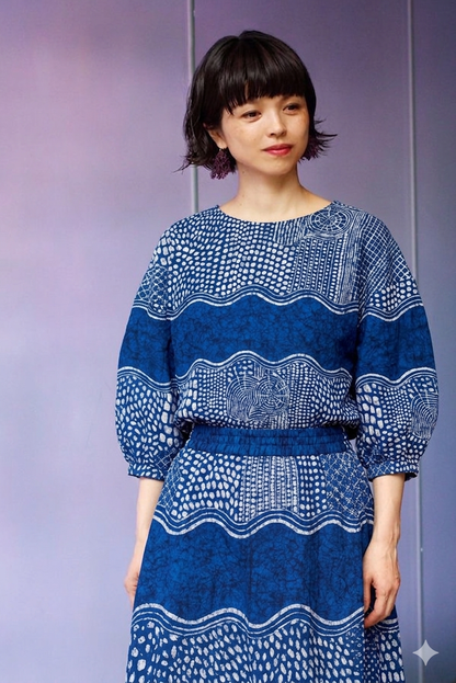 The Waiting Blue Cotton Fabric