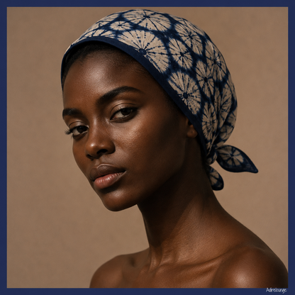 INDIGO MOON — Shibori Circle Print Bandana Scarf