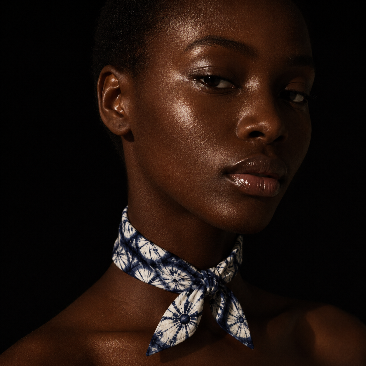 INDIGO MOON — Shibori Circle Print Bandana Scarf