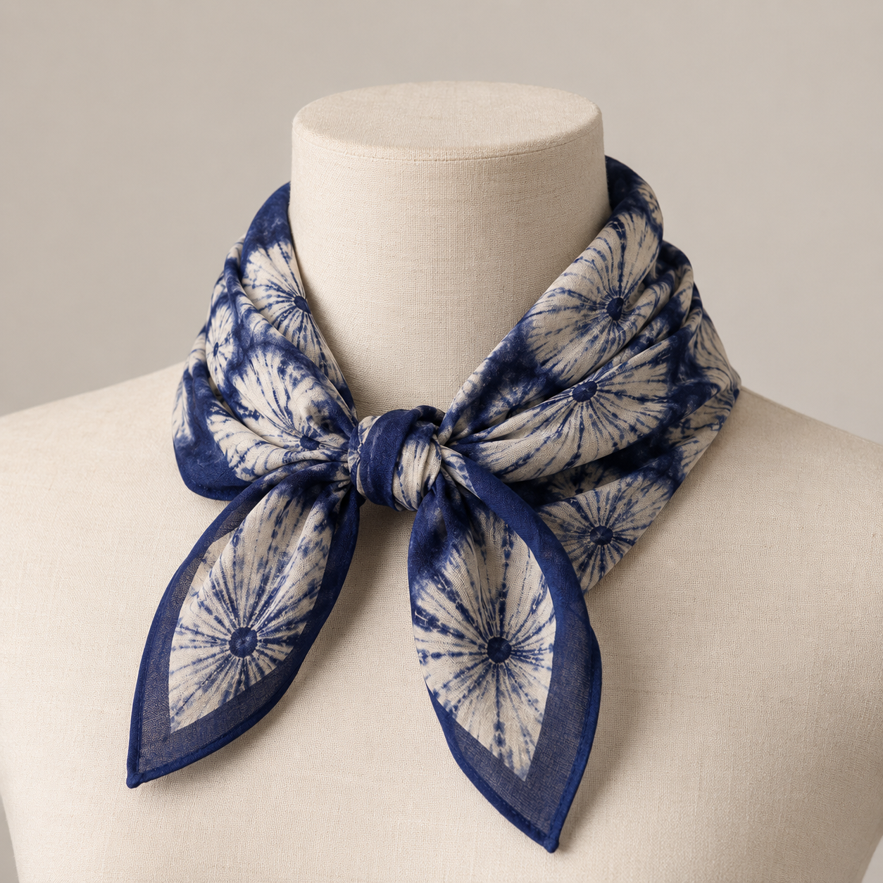 INDIGO MOON — Shibori Circle Print Bandana Scarf